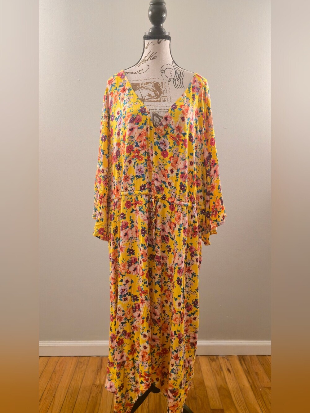 Talbots Plus Size Yellow Floral Maxi Dress